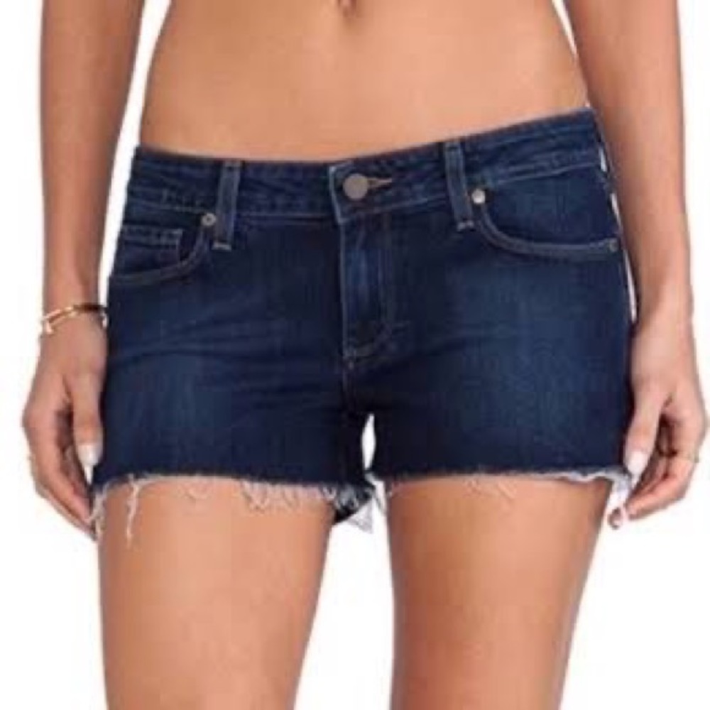 PAIGE Catalina Mid Rise Raw Hem Shorts, Size 27